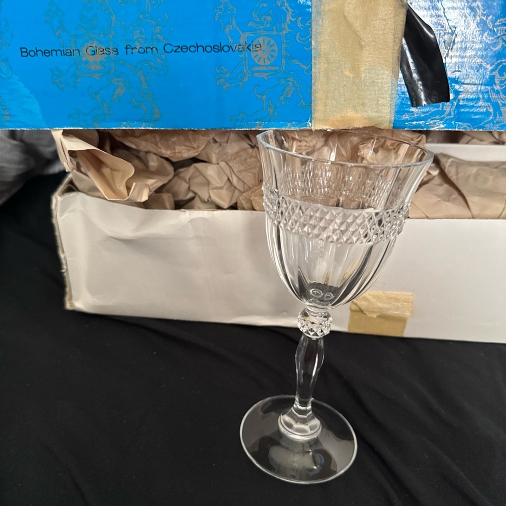Intricate Crystal Wine Glass